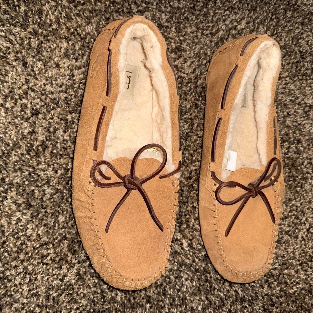 UGG Tan Suede Loafers with Bow